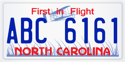 NC license plate ABC6161