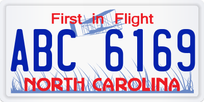 NC license plate ABC6169