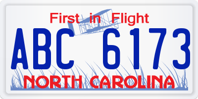 NC license plate ABC6173
