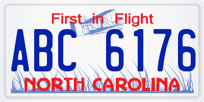 NC license plate ABC6176