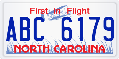 NC license plate ABC6179