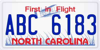 NC license plate ABC6183