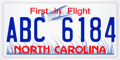 NC license plate ABC6184