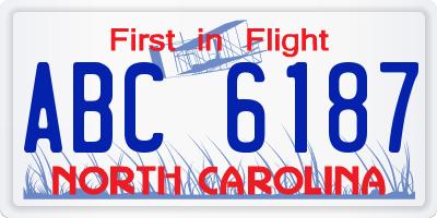 NC license plate ABC6187