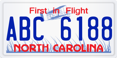 NC license plate ABC6188