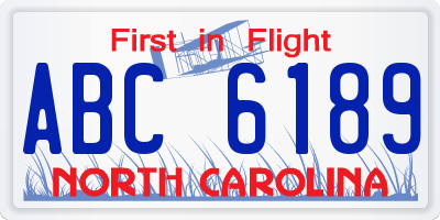 NC license plate ABC6189