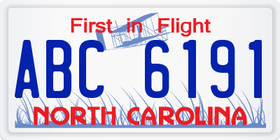 NC license plate ABC6191