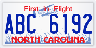 NC license plate ABC6192