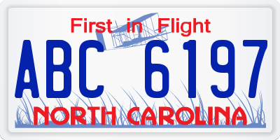 NC license plate ABC6197