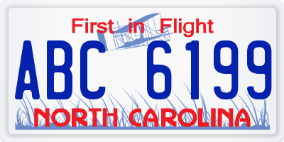NC license plate ABC6199