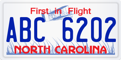 NC license plate ABC6202