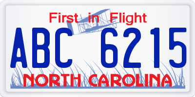 NC license plate ABC6215
