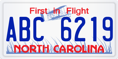 NC license plate ABC6219