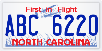 NC license plate ABC6220