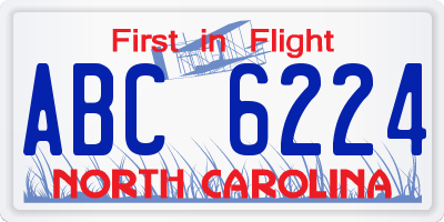 NC license plate ABC6224