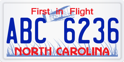 NC license plate ABC6236