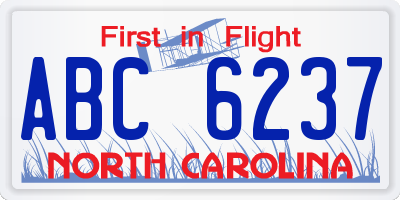 NC license plate ABC6237