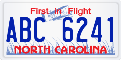 NC license plate ABC6241