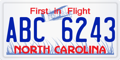 NC license plate ABC6243