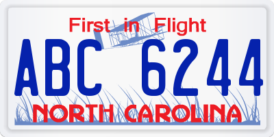 NC license plate ABC6244