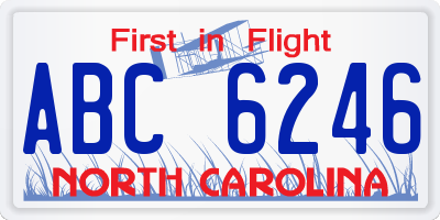 NC license plate ABC6246