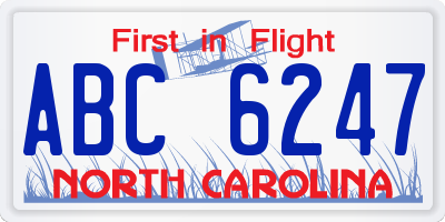 NC license plate ABC6247