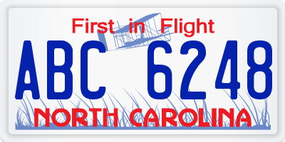 NC license plate ABC6248