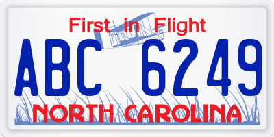 NC license plate ABC6249