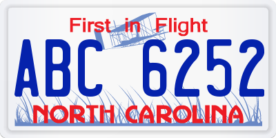 NC license plate ABC6252