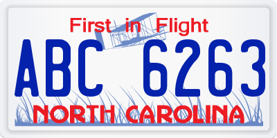 NC license plate ABC6263