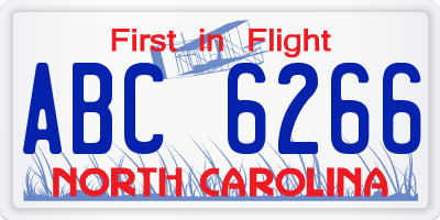 NC license plate ABC6266