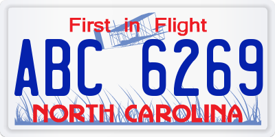 NC license plate ABC6269