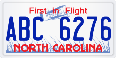 NC license plate ABC6276