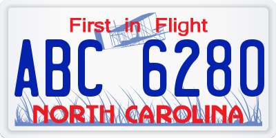 NC license plate ABC6280