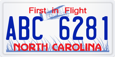 NC license plate ABC6281