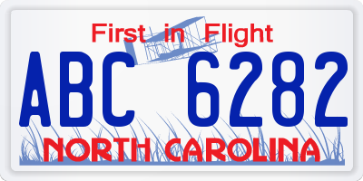 NC license plate ABC6282
