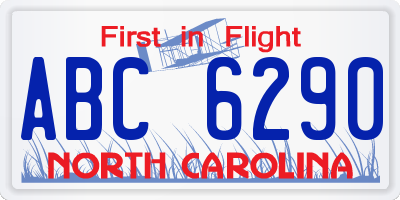 NC license plate ABC6290