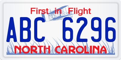 NC license plate ABC6296