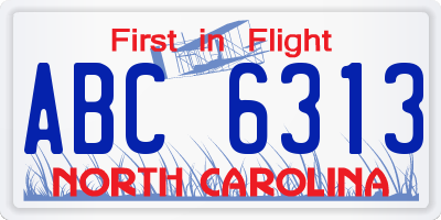 NC license plate ABC6313