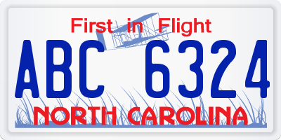 NC license plate ABC6324