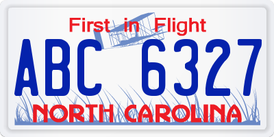 NC license plate ABC6327