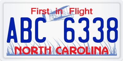 NC license plate ABC6338
