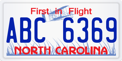 NC license plate ABC6369