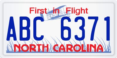 NC license plate ABC6371