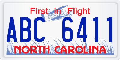 NC license plate ABC6411
