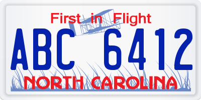 NC license plate ABC6412