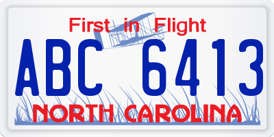 NC license plate ABC6413