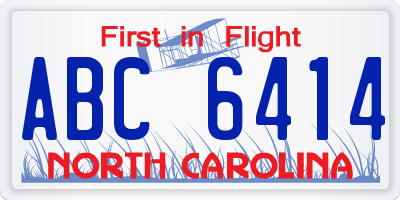 NC license plate ABC6414