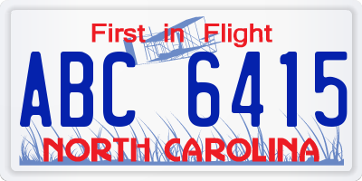 NC license plate ABC6415