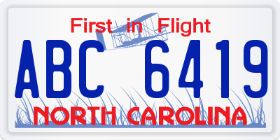 NC license plate ABC6419